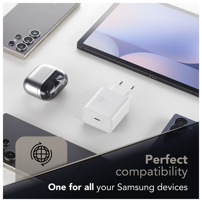 Cellularline, Caricabatterie Super Fast Charger PD 45W, USB-C, Bianco