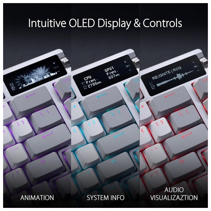 ASUS 90MP031A-BKIA10 ROG Azoth Tastiera da Gaming Wireless 75 Tasti Switch ROG NX Rossi Personalizzabili Layout Italia colore Bianco