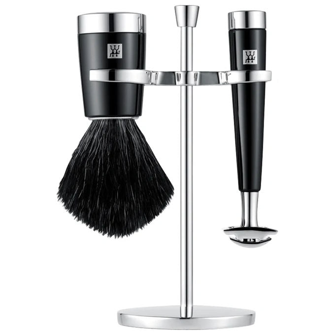 Zwilling 47206-000-0 Classic Set da Barba con Rasoio Gillette Fusion Pennello Sintetico Supporto Cromato colore Nero