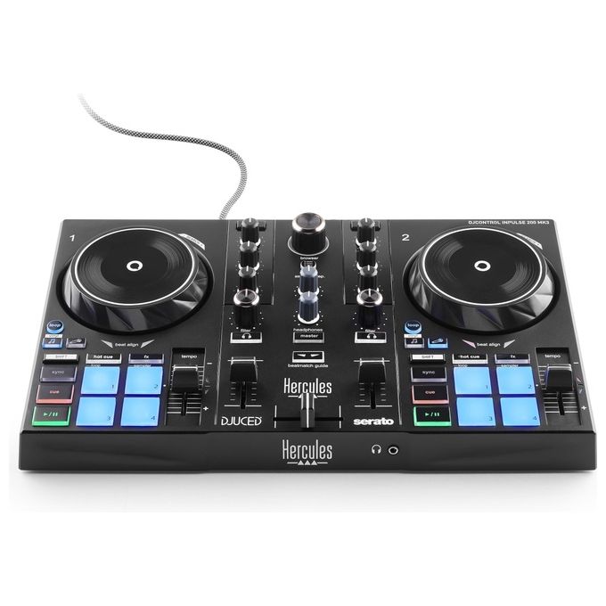 Hercules controller DJ Inpulse 200 MK3, USB-C, jog wheel tattili, compatibile Serato DJ Lite e DJUCED, uscite RCA e mini-jack