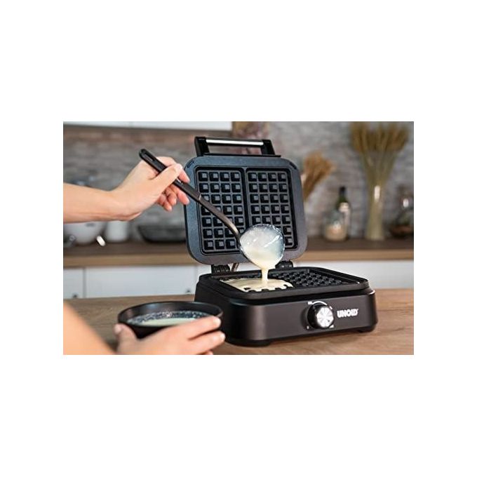 Unold 48275 Piastra per Waffle 2 Waffle 1500 W Rivestimento Antiaderente Termostato Regolabile colore Nero