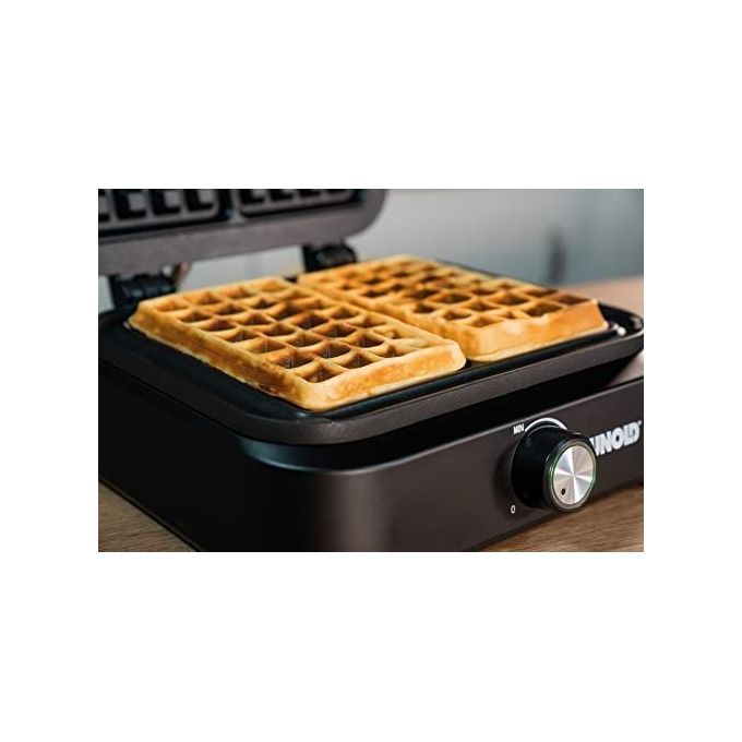 Unold 48275 Piastra per Waffle 2 Waffle 1500 W Rivestimento Antiaderente Termostato Regolabile colore Nero
