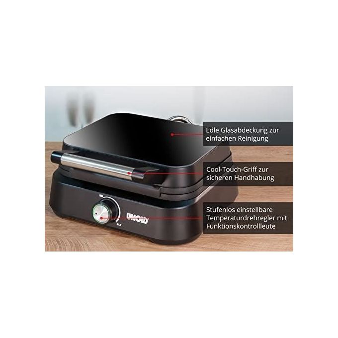 Unold 48275 Piastra per Waffle 2 Waffle 1500 W Rivestimento Antiaderente Termostato Regolabile colore Nero