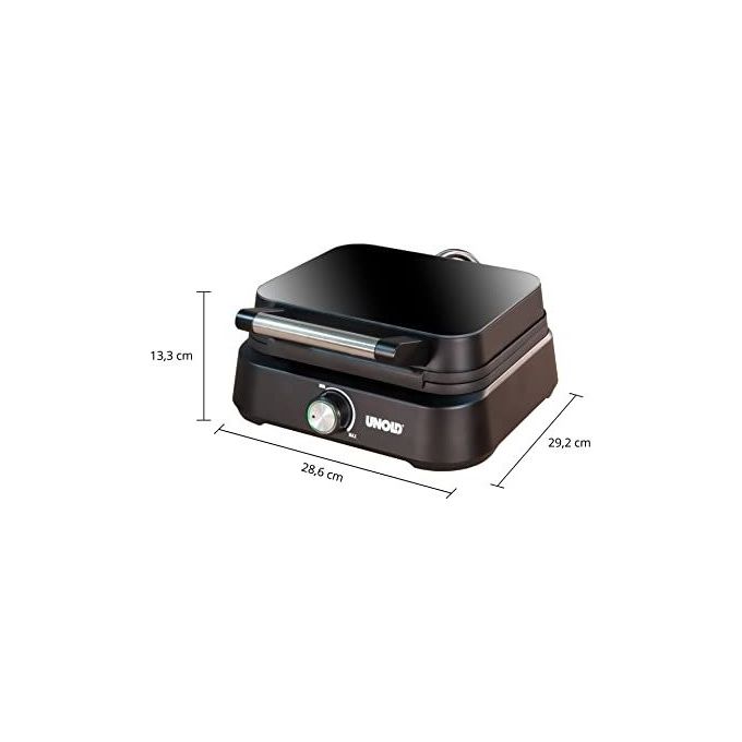 Unold 48275 Piastra per Waffle 2 Waffle 1500 W Rivestimento Antiaderente Termostato Regolabile colore Nero