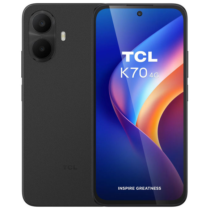 TCL K70 Smartphone 4G 6.8'' 4GB 128GB MediaTek Helio G100 Turbo NFC IP64 5200 mAh colore Midnight Black