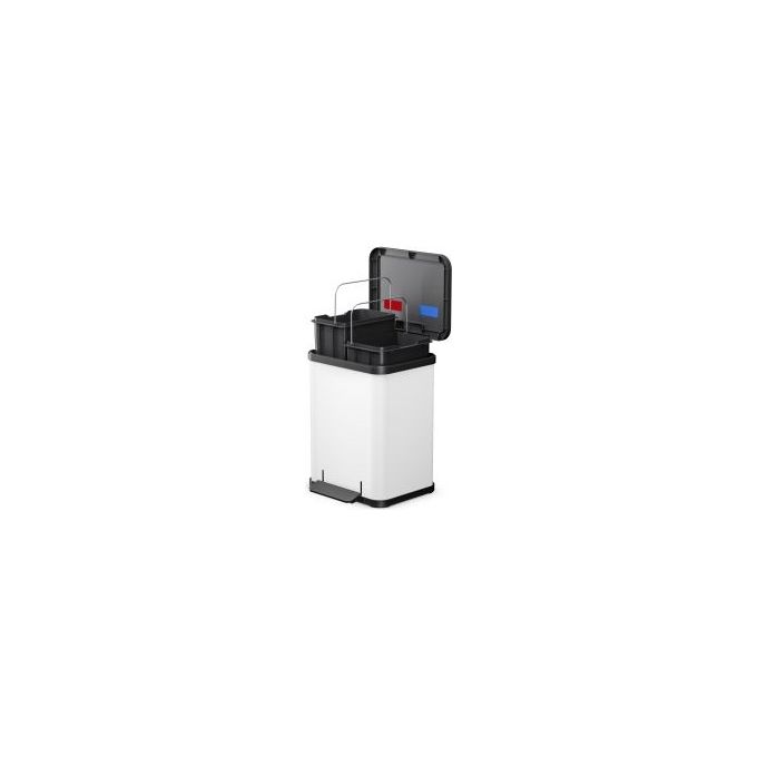 Hailo 4007126016133 Öko duo Plus M Pattumiera a Pedale con 2 Secchi Interni 18 L Apertura Silenziosa e Contenitori Estraibili colore Bianco