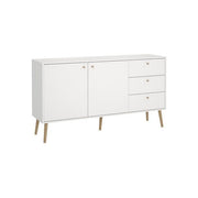 Tvilum CUMBRIA Credenza con 2 Ante e 3 Cassetti Ripiani Regolabili Gambe e Maniglie in Legno Massello colore Bianco