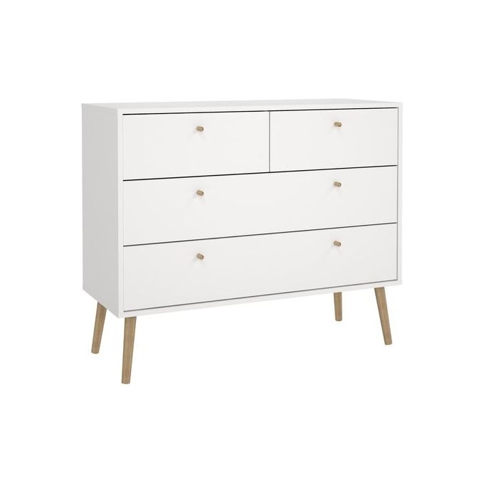 Tvilum 491244949 BODO Cassettiera 4 Cassetti Bianco Opaco (81x98x39 cm) colore Bianco