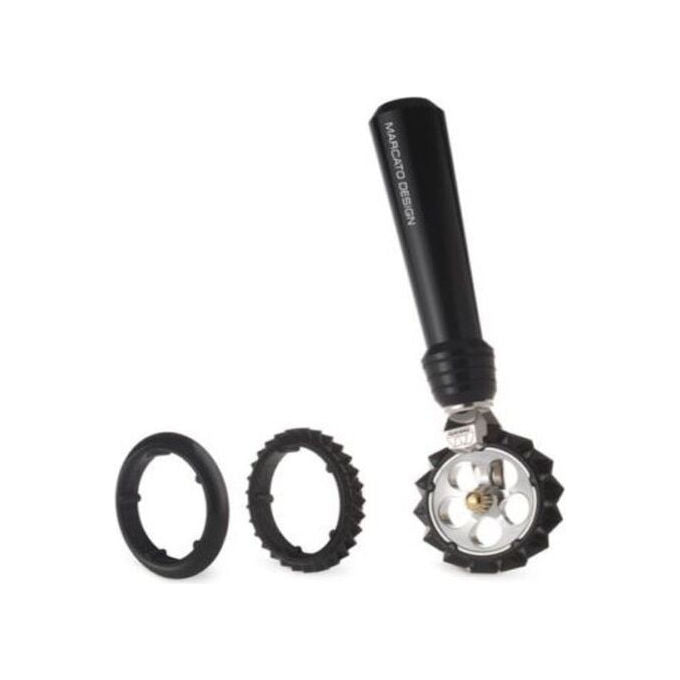Marcato PASTAWHEEL Rotellina Tagliapasta con 3 Rotelle Intercambiabili per Taglio Liscio Zigzag Stretto e Largo colore Nero