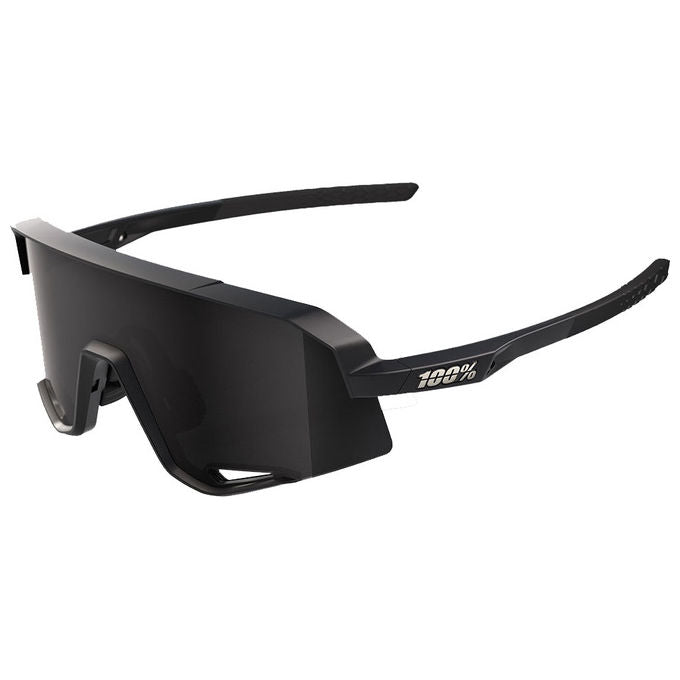 100% 136987 Slendale Occhiali Sportivi Lente Cilindrica Base 5,5 Policarbonato Resistente agli Urti Trattamento Idro-Oleorepellente Ventilazione Antifog Punta Aste in Gomma Ultra Grip Protezione UV 100% colore Nero Opaco