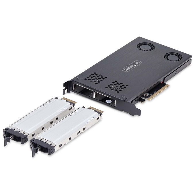StarTech.com 2M2-REMOVABLE-PCIE Adattatore SSD M.2 NVMe a PCIe x8 con Supporto Doppio Alloggiamento Rimovibile Hot-Swap 128 Gbit-s colore Nero