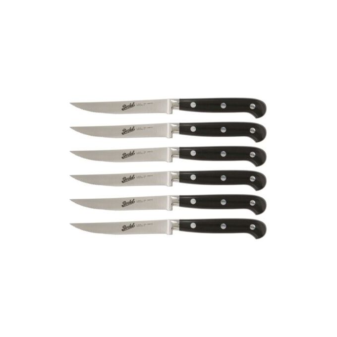Berkel ADHOC Set 6 Coltelli Lama Seghettata Acciaio Inox 1.4116-X50 Cr Mo V15 Lunghezza Lama 11 cm colore Nero