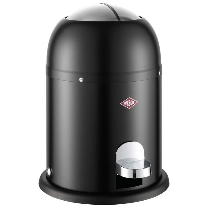 Wesco 4004519104286 Mini Master Cestino a Pedale 6 L con Chiusura Silenziosa e Cestino Interno Acciaio colore Nero