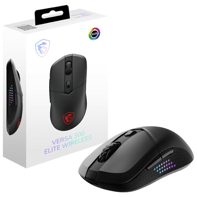MSI VERSA 300 ELITE WIRELESS Mouse Gaming 26000 DPI 1 ms Bluetooth 5.3 RGB 6 pulsanti colore Nero