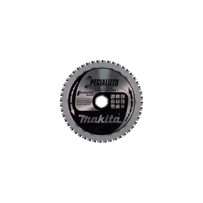 Makita B-69331 EFFICUT Lama per Sega 150 mm 48 denti 20 mm foratura 1,1 mm taglio colore Nero