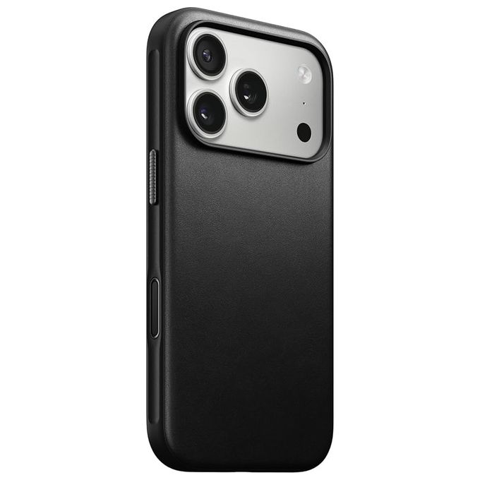 Nomad NM014117858 Modern Leather Folio Custodia in pelle compatibile con MagSafe per iPhone 17 Pro Max con slot per carta e protezione bordi rialzati colore Nero