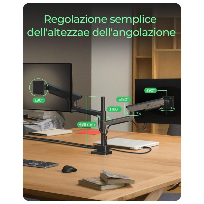 ICY BOX IB-MS702-T Supporto per Monitor per 2 Monitor fino a 57'' 27 Kg Ciascuno colore Nero