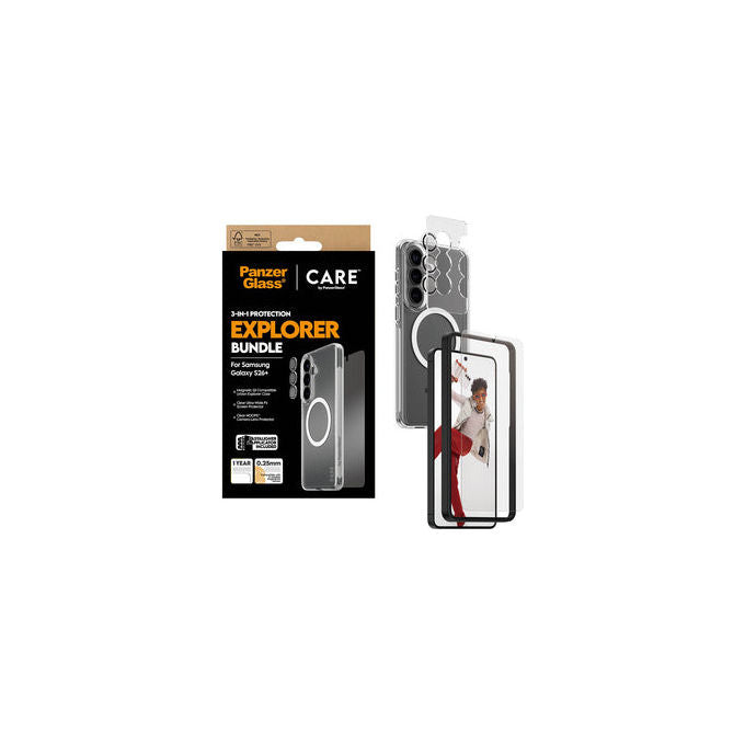 PanzerGlass CR34288 CARE 3-in-1 Bundle Custodia Cover con Pellicola Protettiva per Samsung Galaxy S26+ colore Trasparente