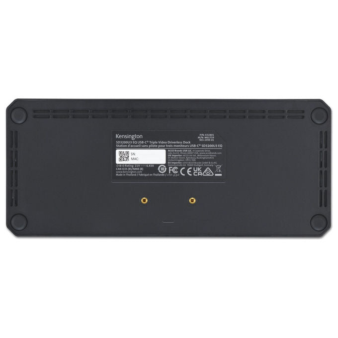 Kensington K32803EU Docking station SD4843P EQ senza driver con tripla uscita video USB C 10 Gbps supporto fino a 3 monitor 5 porte USB 3.2 Gen2 100 W Power Delivery colore Nero