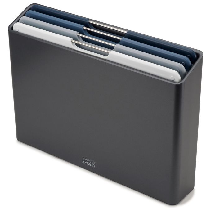 Joseph Joseph 5028420002089 Folio Set di taglieri in acciaio 4 pezzi superfici testurizzate piedini antiscivolo colore Grigio