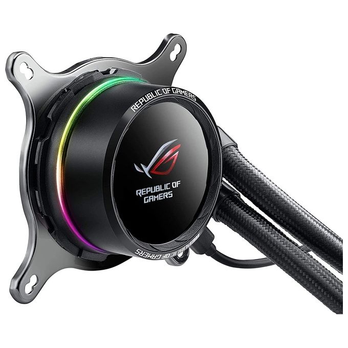 ASUS ROG RYUO 240 Sistema di Raffreddamento per CPU All-In-One Liquid, Display OLED, Aura Sync RGB, 2 Ventole di Raffreddamento da 120 mm, Nero