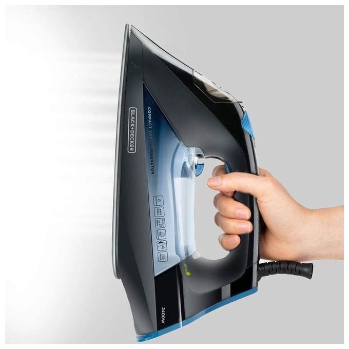 Black and Decker BXIR2401E Ferro da Stiro a Vapore Piastra in Ceramica 2400 W 45 g-min colore Nero Grigio Arancione
