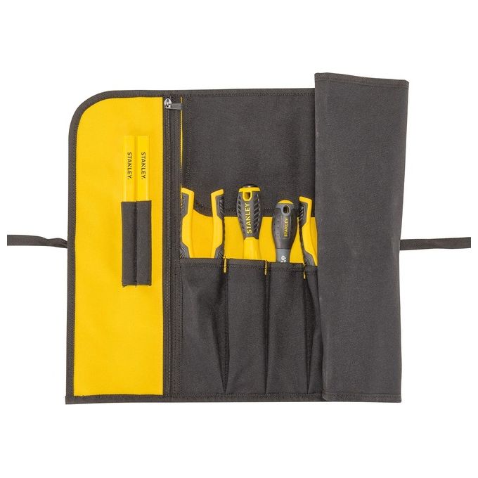 Stanley FMST1-70749 FatMax Borsa Portautensili Semirigida in Nylon 600 Denari con Base Rigida Impermeabile e Tasche Organizzative colore Nero con Dettagli Grigio e Giallo