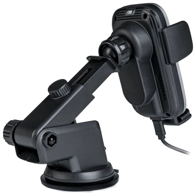 Verbatim 49554 Qi Fast Wireless Car Charger FWC-03 Pro Supporto per Telefono con Ricarica Induttiva 15 W Montaggio Ventola o Ventosa Rotazione 360° colore Nero