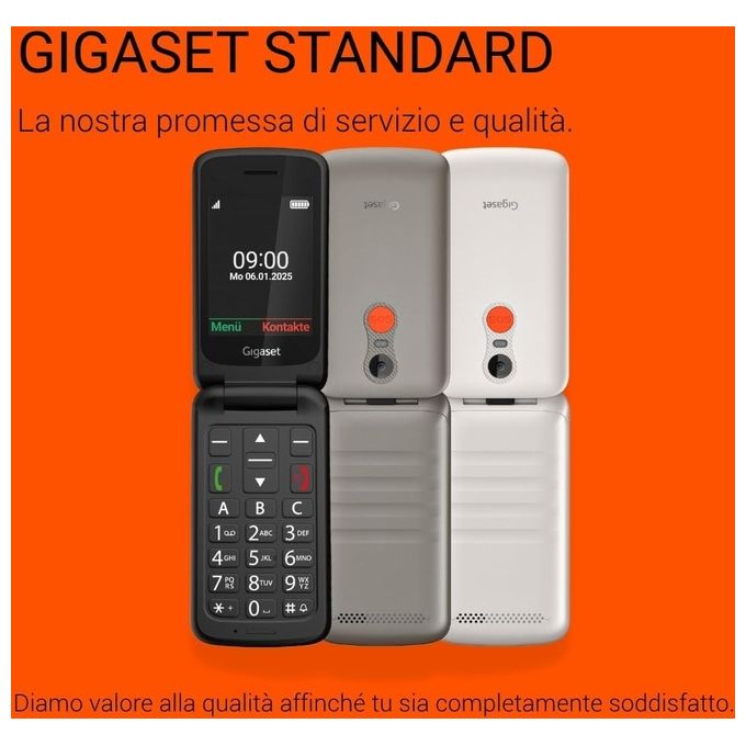 Gigaset GL595 Telefono Cellulare per Anziani Clamshell SIM singola IP44 Bluetooth Tasto SOS 2.8'' colore Nero