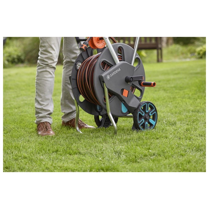 Gardena 18520-20 CleverRoll L Easy Carrello Avvolgitubo Manuale capacita' 100 m colore Nero Blu Arancione