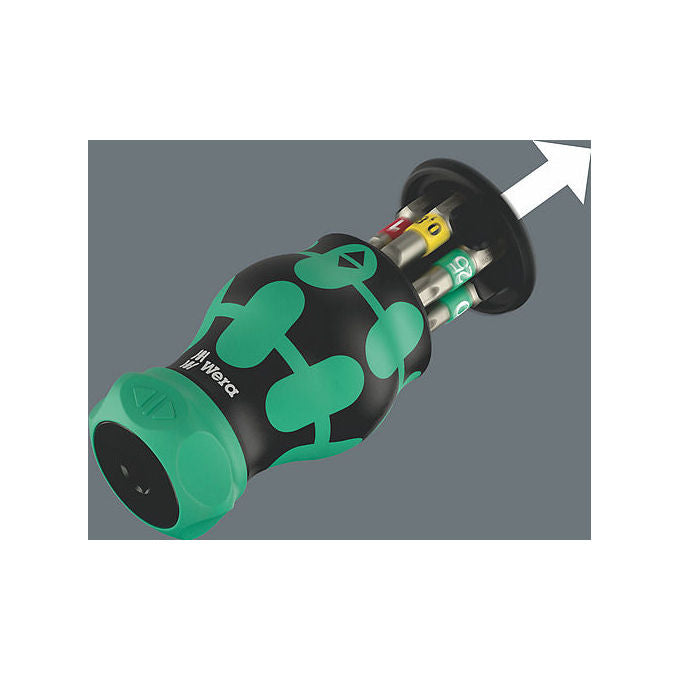 Wera 5008891001 Kraftform Kompakt Stubby magazine RA 1 Cacciavite con punte multiple 6 pezzi magnetico con cricchetto colore Nero Verde