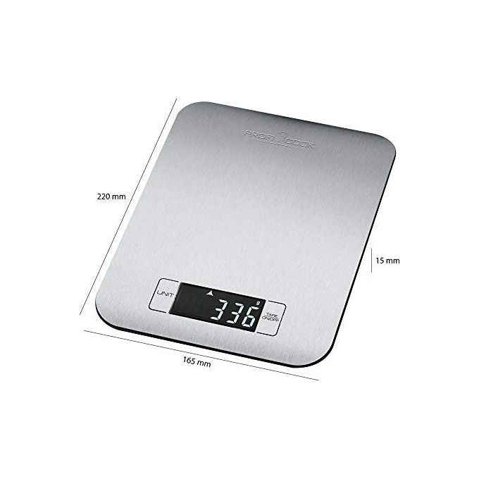 Proficook PC-KW 1061 Bilancia da Cucina Elettronica Nero-Acciaio Inossidabile Rettangolo