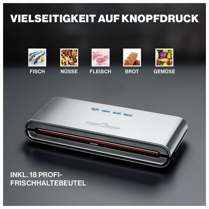 ProfiCook VK1080 PC-VK 1080 Macchina per Sottovuoto 120 W Acciaio Inox colore Nero