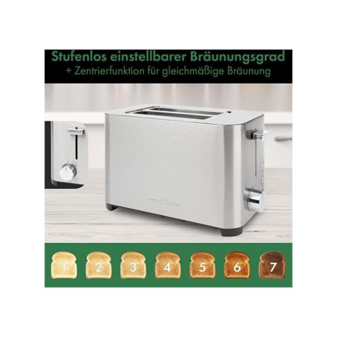 ProfiCook PC-TA 1251 Tostapane 2 Fette 750 W Fessure Extra Large Scongelamento Riscaldamento colore Acciaio Inox