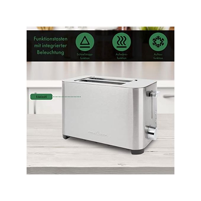 ProfiCook PC-TA 1251 Tostapane 2 Fette 750 W Fessure Extra Large Scongelamento Riscaldamento colore Acciaio Inox