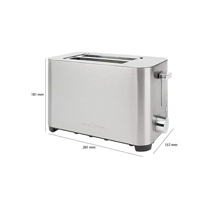 ProfiCook PC-TA 1251 Tostapane 2 Fette 750 W Fessure Extra Large Scongelamento Riscaldamento colore Acciaio Inox
