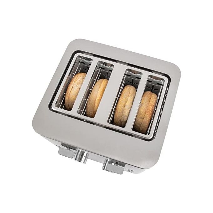 ProfiCook PC-TA 1252 Tostapane 4 Fette Acciaio Inox 1500 W Fessure Extra Large 40 mm con Funzioni Scongelamento Riscaldamento Arresto Rapido colore Acciaio Inox