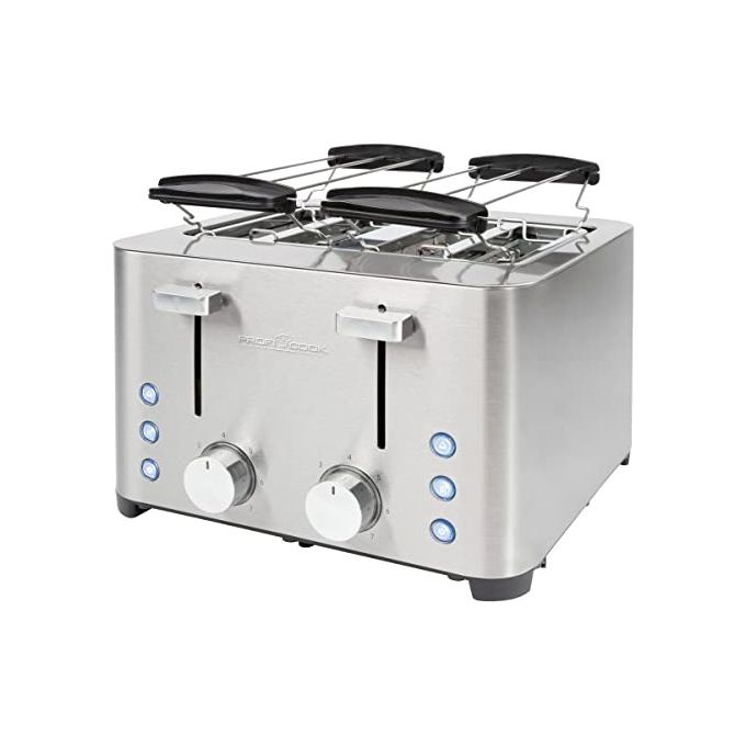 ProfiCook PC-TA 1252 Tostapane 4 Fette Acciaio Inox 1500 W Fessure Extra Large 40 mm con Funzioni Scongelamento Riscaldamento Arresto Rapido colore Acciaio Inox