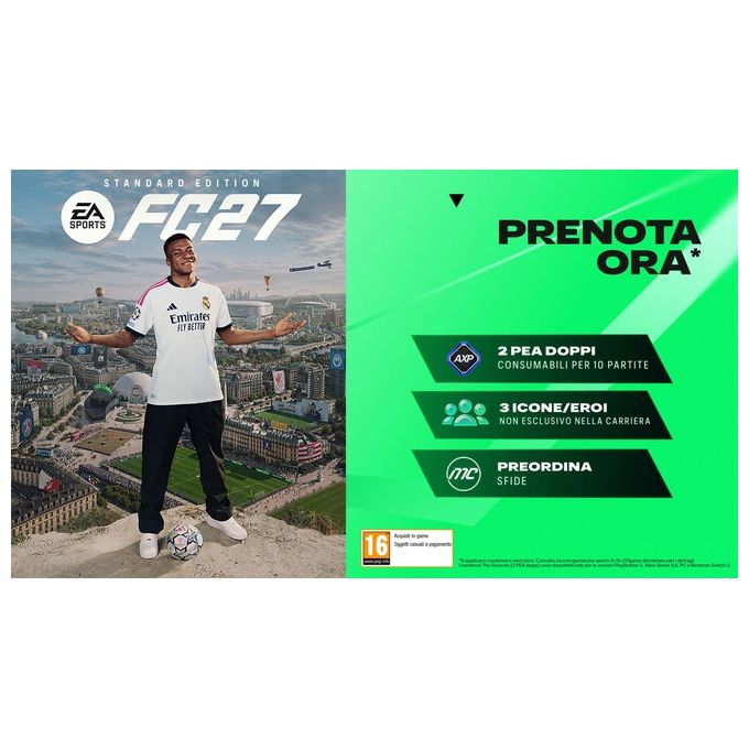 Electronic Arts 5030943125503 EA SPORTS FC27 (KEYCARD) Gioco Nintendo Switch 2 Genere Sport Data di rilascio 25-09-2026 Lingua Italiano colore Nero