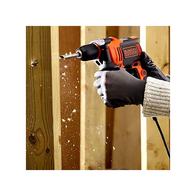 BLACK+DECKER BEH550-QS Trapano a Percussione 550 W Velocita' Variabile Mandrino 13 mm Impugnatura Laterale inclusa colore Nero