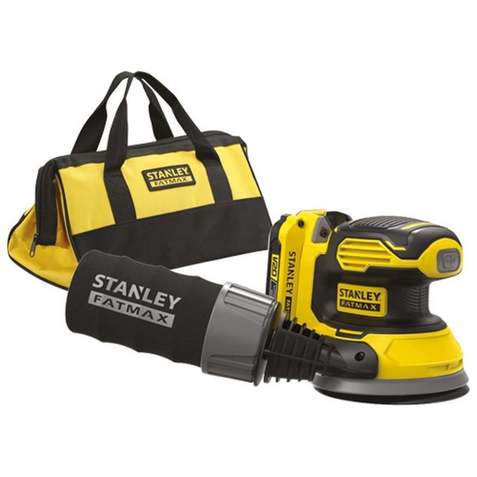 Stanley SFMCW220D1S-QW FatMax Levigatrice Rotorbitale 18V 125mm 12000 orbite-min Batteria 2.0Ah