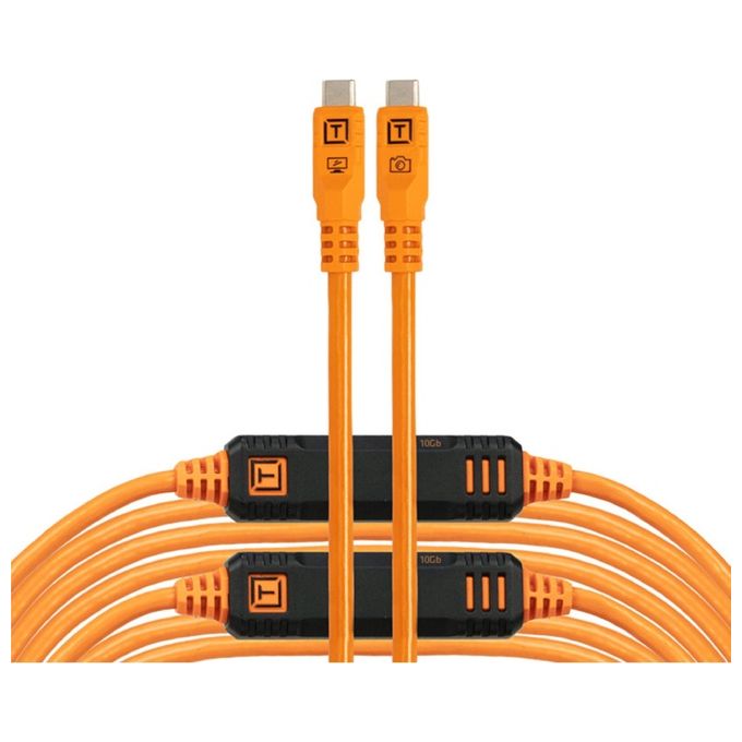 Tether Tools CUC31G2-ORG TetherPro Cavo USB-C 10 Gbps Connettori Dritti Chips IC Attivi colore Arancio