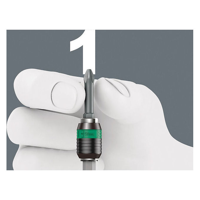 Wera 5051535001 Kraftform Kompakt Pistol RA-R 1 Cacciavite con punte multiple 6 pz inserti 1-4'' PH1 PH2 colore Nero Verde