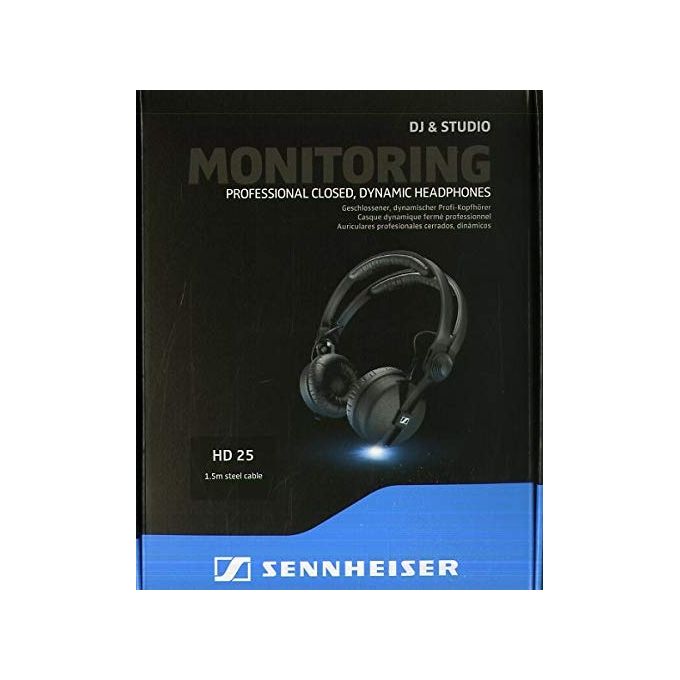 Sennheiser HD25 Cuffie Professionali Sovraurali Dinamiche Chiuse 70 Ohm 120 dB monitoraggio DJ colore Nero