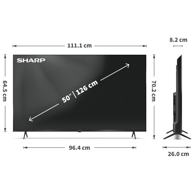 Sharp, TV 50 pollici UHD 4K Google TV, Nero