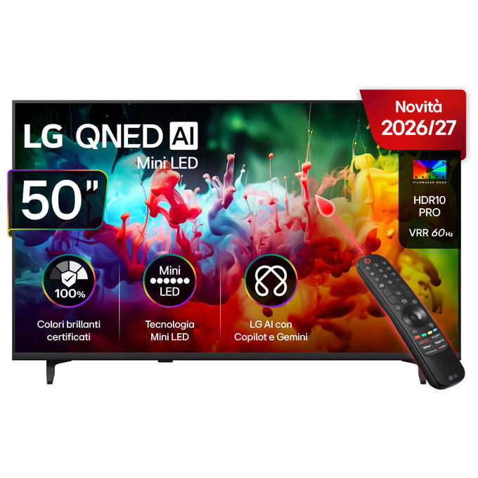 LG 50QNED70B6C QNED70B Smart TV 50'' 4K QNED MiniLED webOS 26 AI Magic Remote DVB-T2 colore Nero