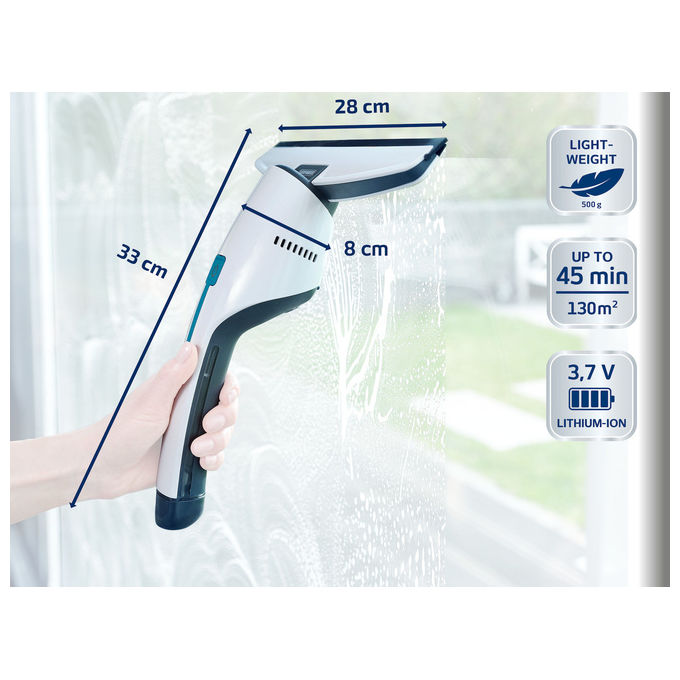 Leifheit 51035 Nemo Pulitore di Finestre Elettrico Autonomia 45 min Capacita' Serbatoio 60 ml Potenza 35 W colore Bianco
