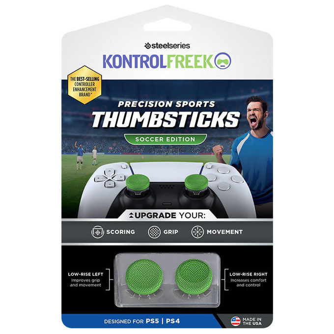 SteelSeries KontrolFreek Precision Sports Soccer Edition, thumbstick per PlayStation 4 e 5, concavo, verde, 2 pezzi