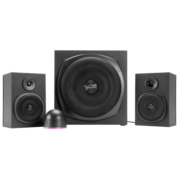 Speedlink SL-820009-BK GRAVITY LT Sistema di Altoparlanti Bluetooth 2.1 80 W Potenza di Picco Subwoofer in Legno Telecomando RGB con Controllo Volume e Bassi colore Nero