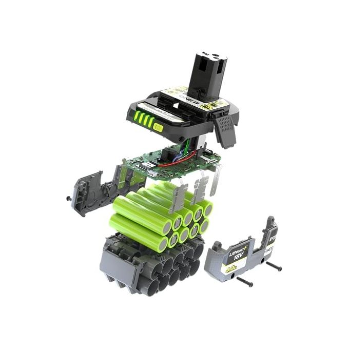 RYOBI RB1840X ONE+ Batteria 18 V 4.0 Ah con Indicatore di Carica e Tecnologia IntelliCell colore Nero